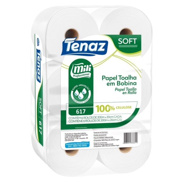 PAPEL TOALHA MILLI TENAZ SOFT 20G 6ROLOS 200MX20CM - Image 2